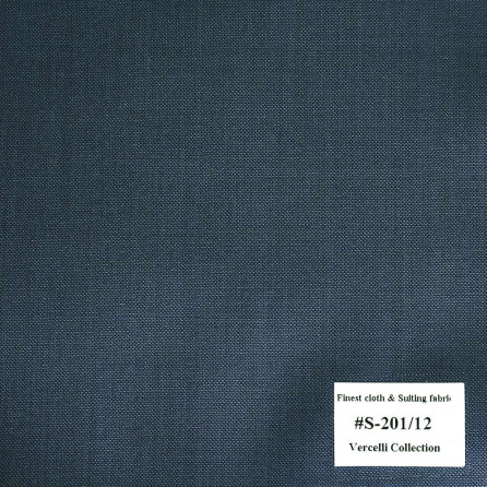 S-201/12 Vercelli V8 - Vải Suit 95% Wool - Xanh Dương Trơn